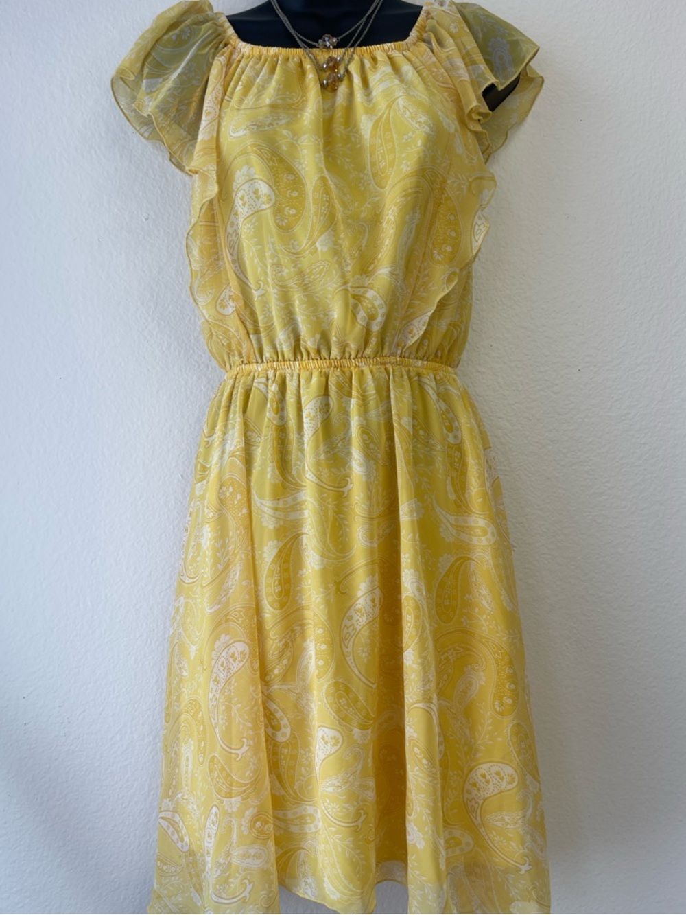 Andrea Jovine Yellow Paisley Midi Dress
